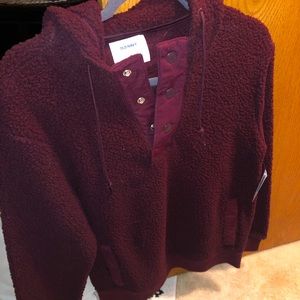 NWT Old Navy maroon half button up hoodie